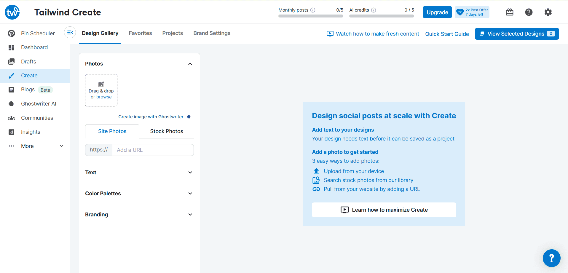 Tailwindapp create