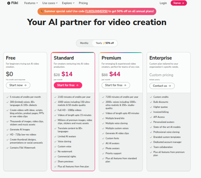 Fliki Ai Pricing