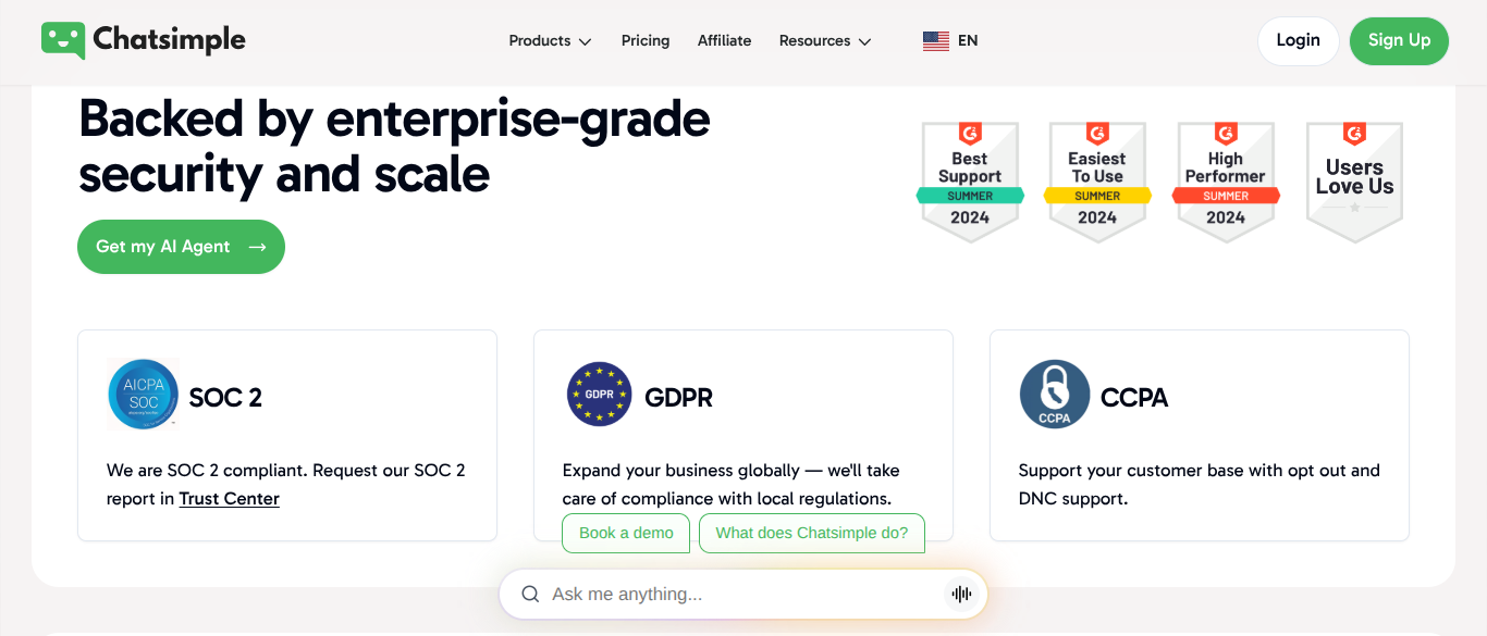 Chatsimple - Security and scale