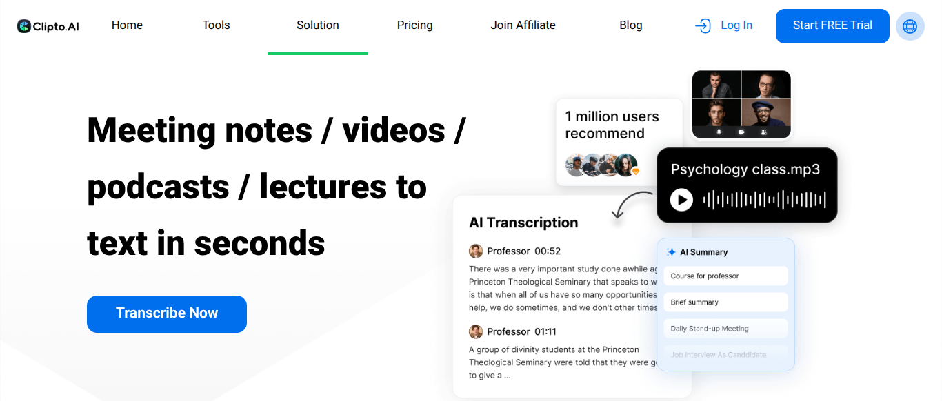 Clipto AI - meetings, videos, podcasts to text