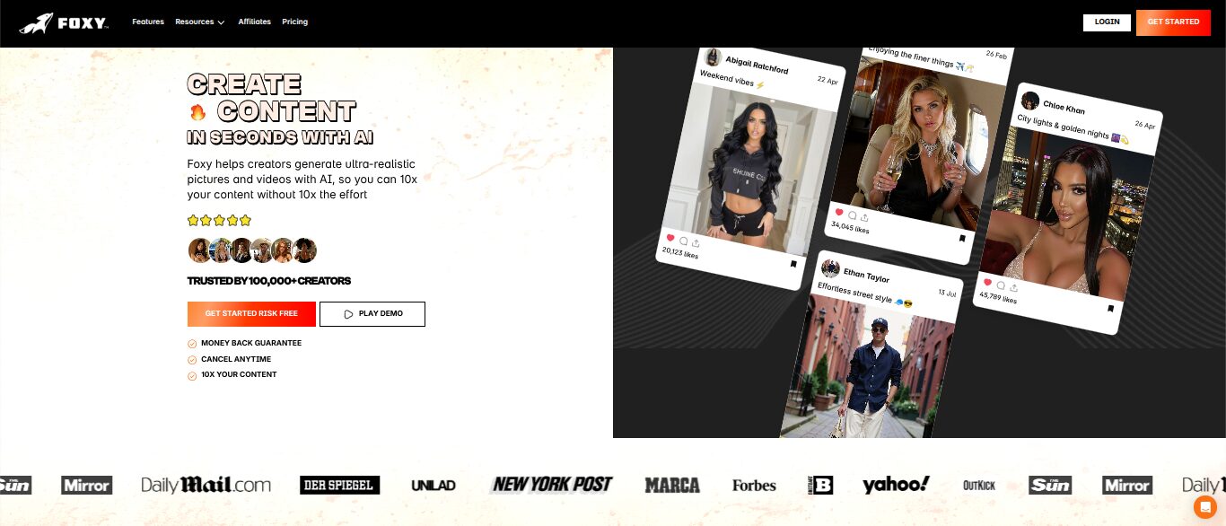 Foxy AI homepage
