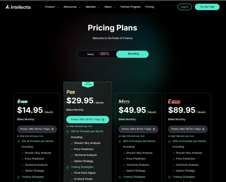 Intellectia - pricing
