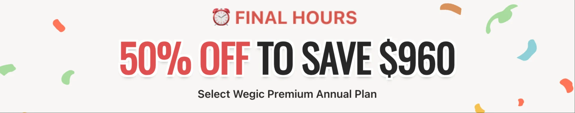 Wegic newbie offer with 50 off rectangle